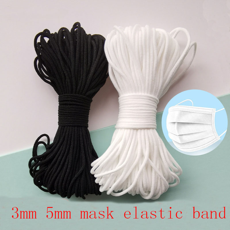 Milanaise Mesh Band - หน้ากากยืดหยุ่นเชือก3มม.รอบวงยืดหยุ่นสีขาว5Mmflatหน้ากากน้ำมันCoreเข็มขัดเชือกทำด้วยมือDIYเสื้อผ้าป้องกันอุปกรณ์เสริม10y