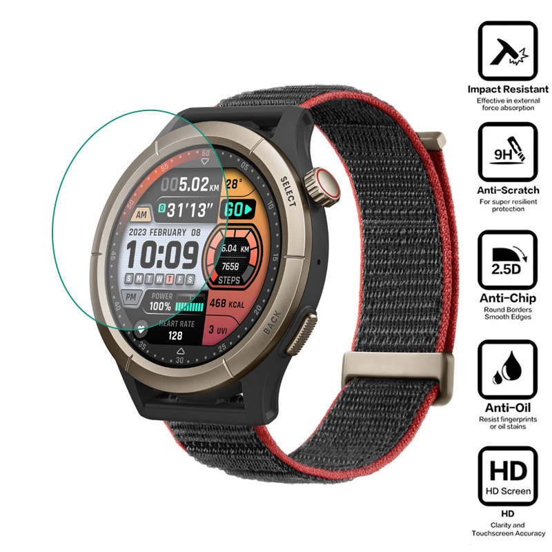 Amazfit Smartwatch Accessories - ฟิล์มป้องกันความใสระดับ HD สมาร์ทวอทช์กระจกแข็งสำหรับ amazfit cheeta/cheetar/ Cheetah