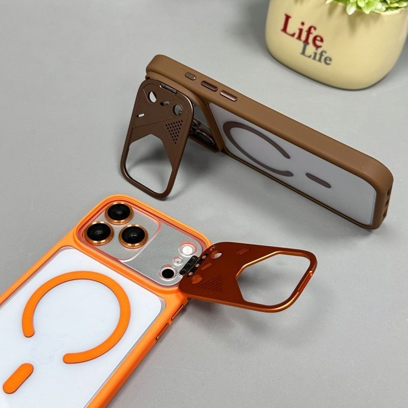 Magnetic Charging Stand - เคสกันกระแทกหรูหราพร้อมขาตั้งโลหะและแม่เหล็กสำหรับ iPhone 18 17 16 15