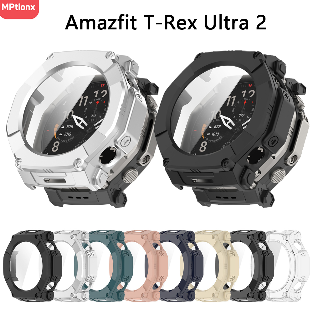 Amazfit Smartwatch Accessories - เคสพีซี+ กระจกสำหรับอมาซฟิต ทีเร็กซ์ อัลตร้า 2 ป้องกันหน้าจอป้องกันรอยขีดข่วนฟิล์มกันชนฝาครอบป้องกันสำหรับอุปกรณ์เสริมทีเร็กซ์