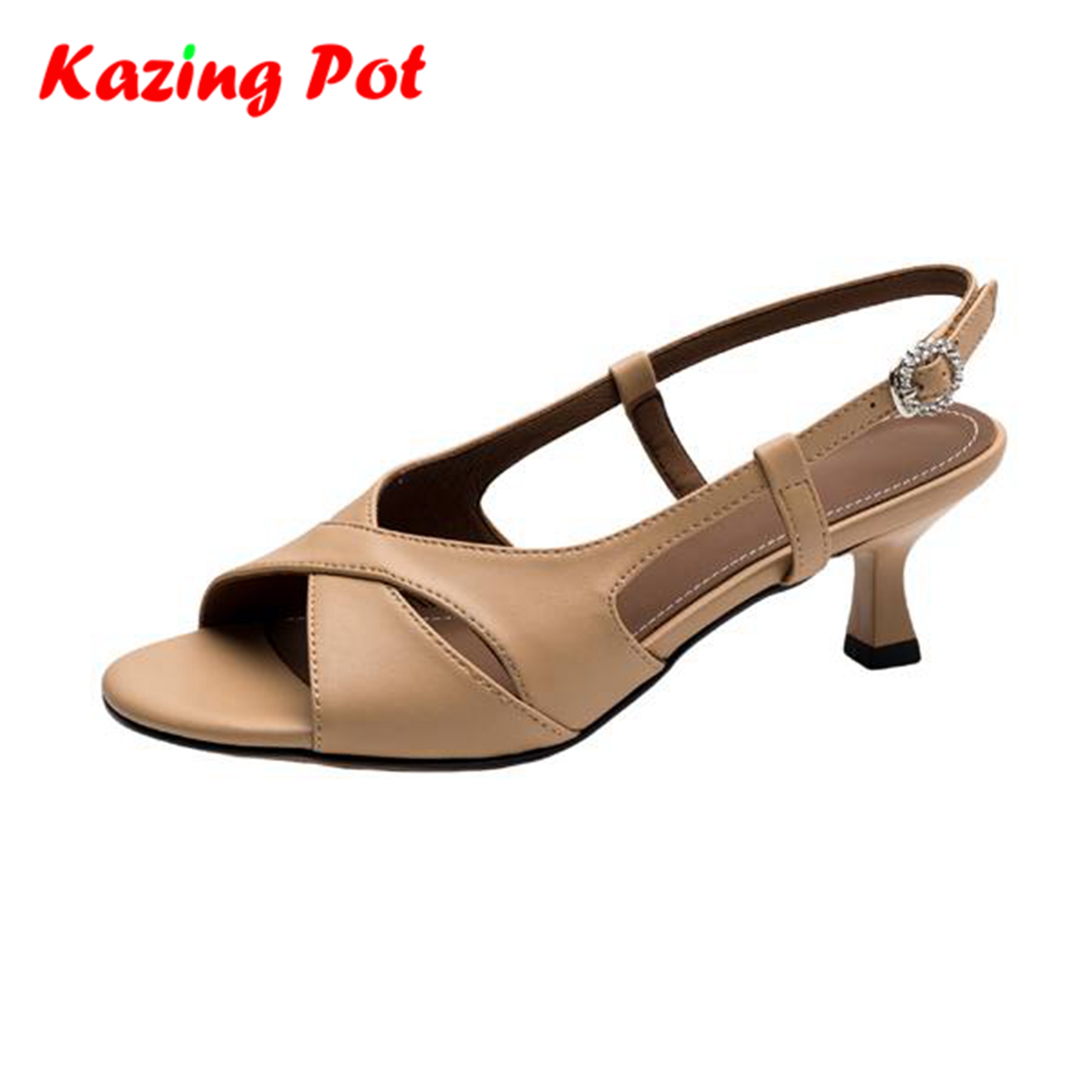 Leather Classic Strap - รองเท้าส้นเตี้ยหนังแกะแบบเปิดนิ้วเท้า Krazing Pot Basic Clothing รุ่นคลาสสิก