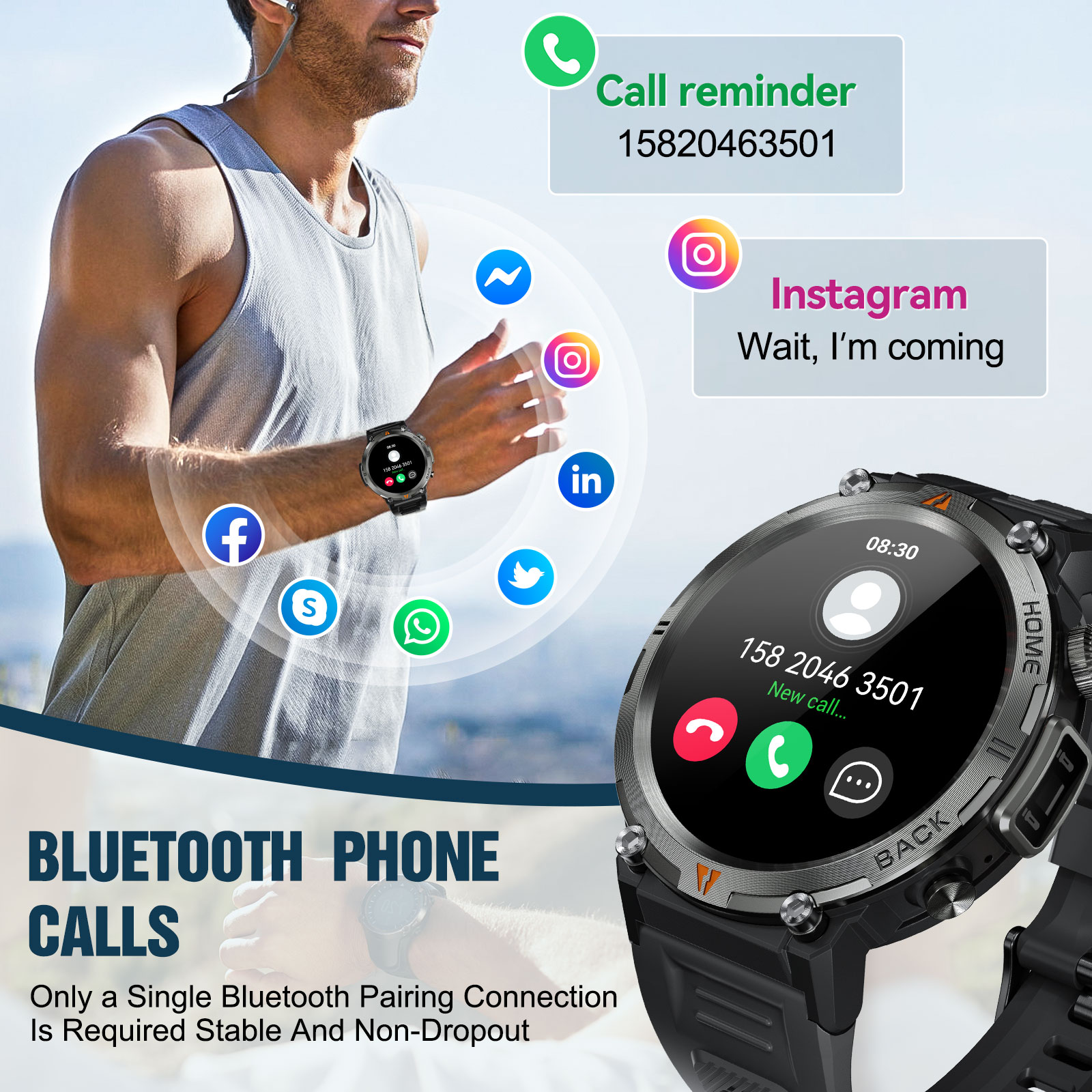 EIGIIS KE3 บลูทูธสมาร์ทนาฬิกาผ - Smartwatch Faces บทวิจารณ์และราคา